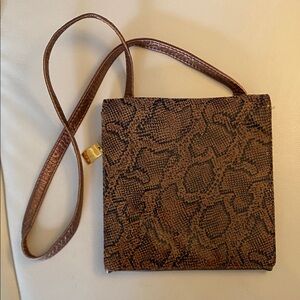 Elegant Copper Leather Snake Print Women's Bag